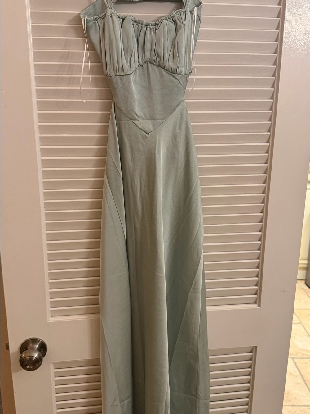 Hello Molly Sage Green Maxi Dress with Ruched Bodice